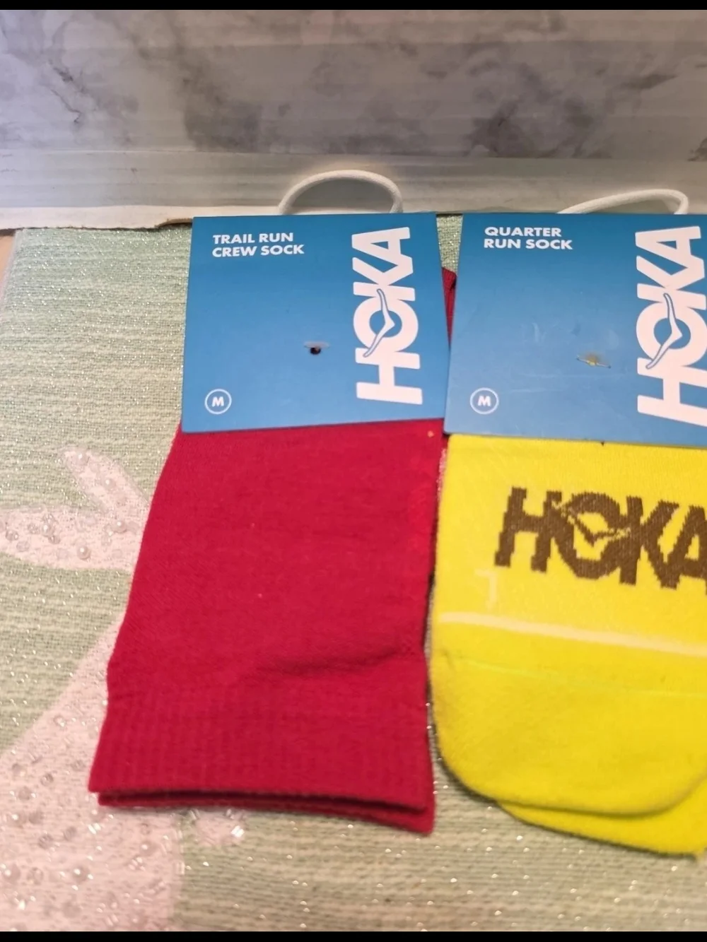 Hoka Men's Athletic Socks - Red & Bright Yellow